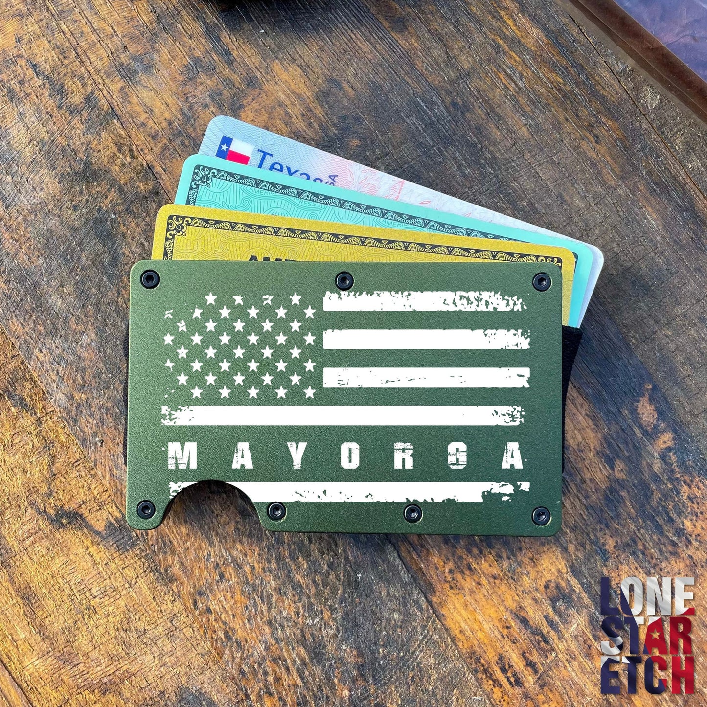 American Flag Slim Metal Minimalist RFID Blocking Wallet / Father's Day Gift / Valentine's Day Gift