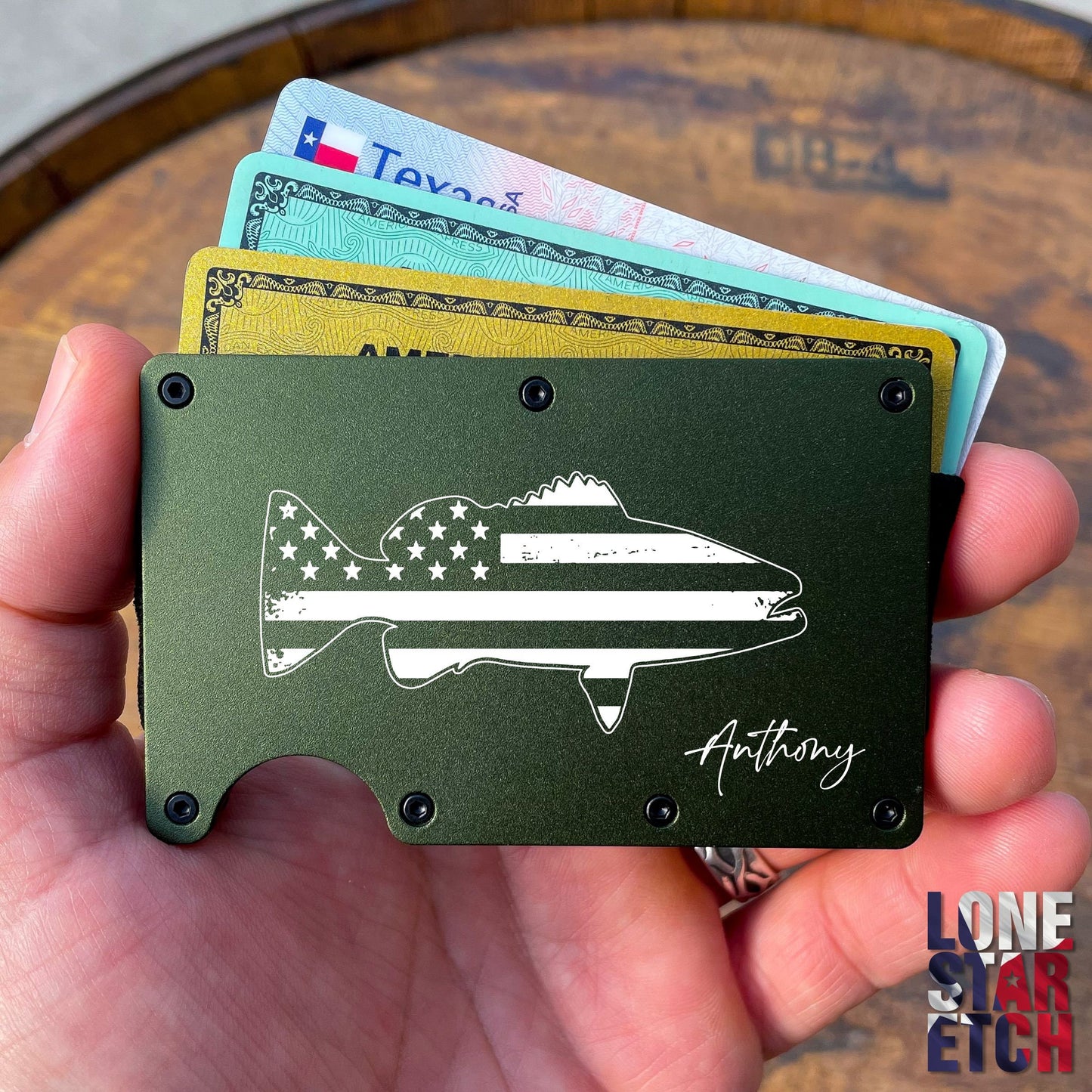 American Fishing Slim Metal Minimalist RFID Blocking Wallet / Father's Day Gift / Valentine's Day Gift