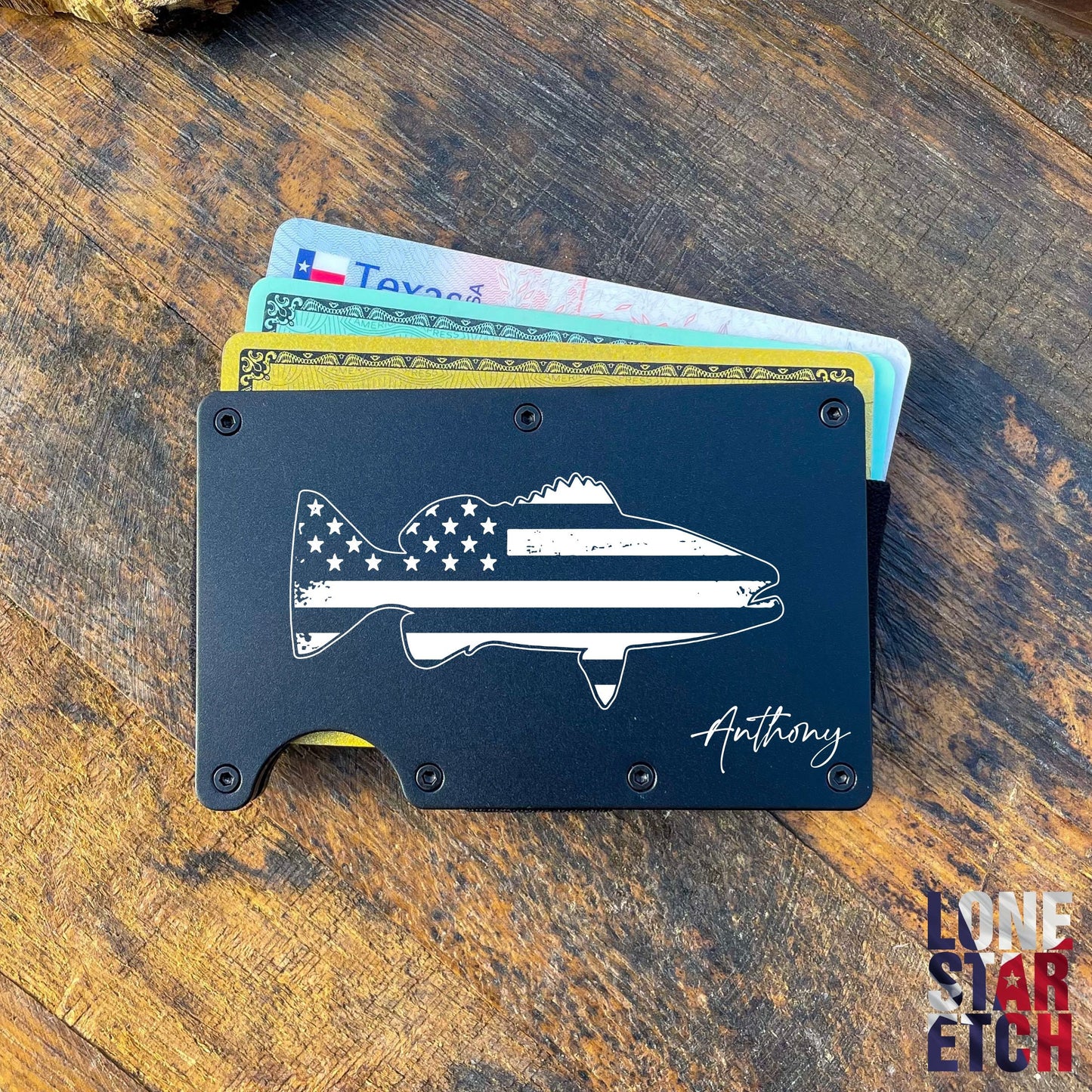 American Fishing Slim Metal Minimalist RFID Blocking Wallet / Father's Day Gift / Valentine's Day Gift