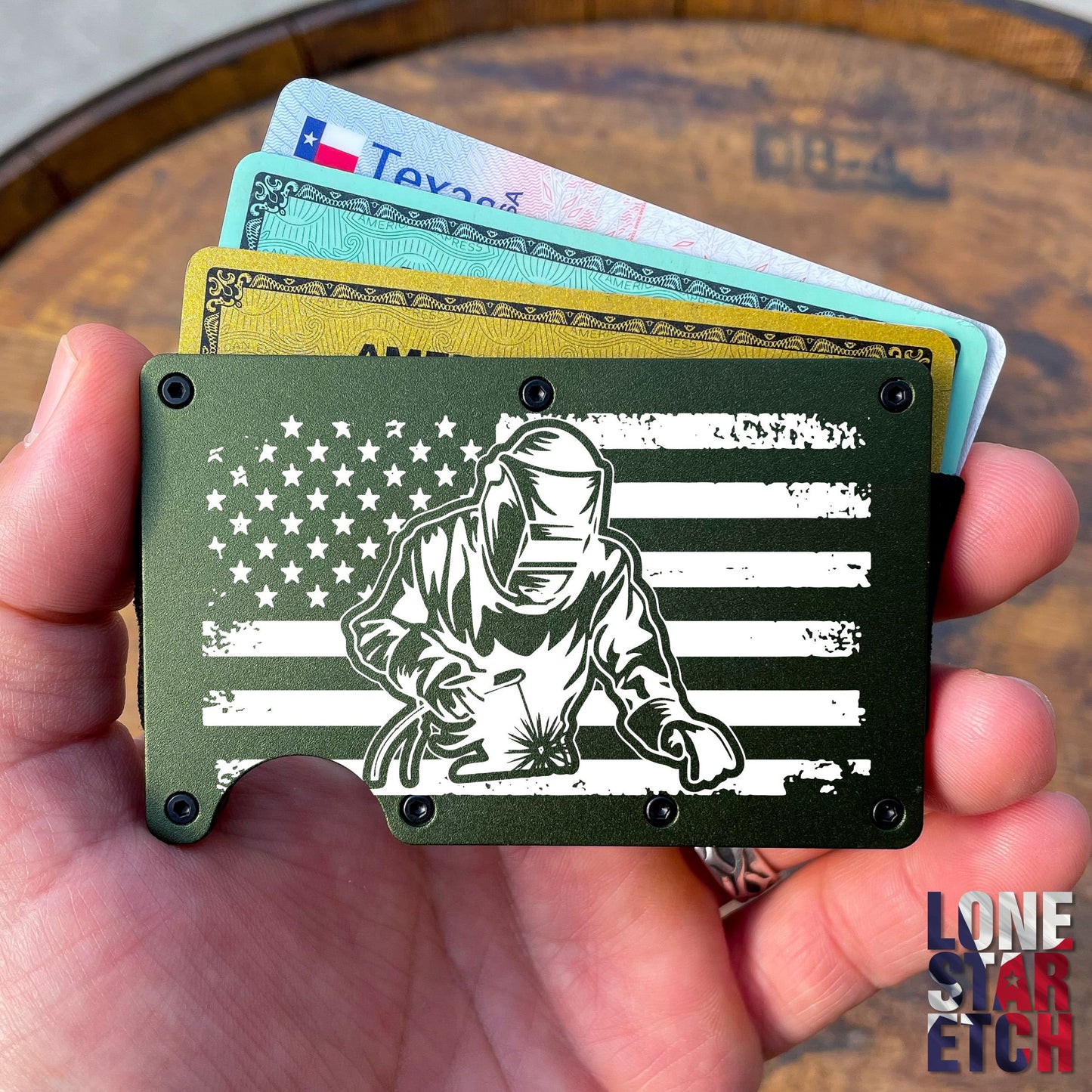American Welder Slim Metal Minimalist RFID Blocking Wallet / Father's Day Gift / Valentine's Day Gift