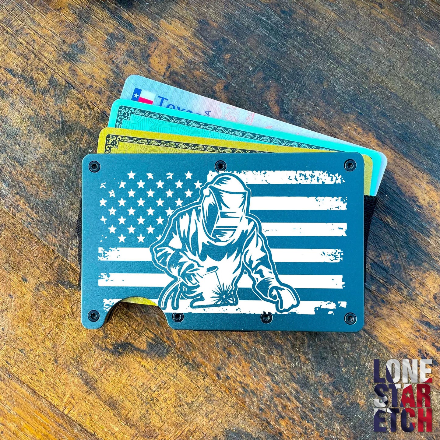 American Welder Slim Metal Minimalist RFID Blocking Wallet / Father's Day Gift / Valentine's Day Gift