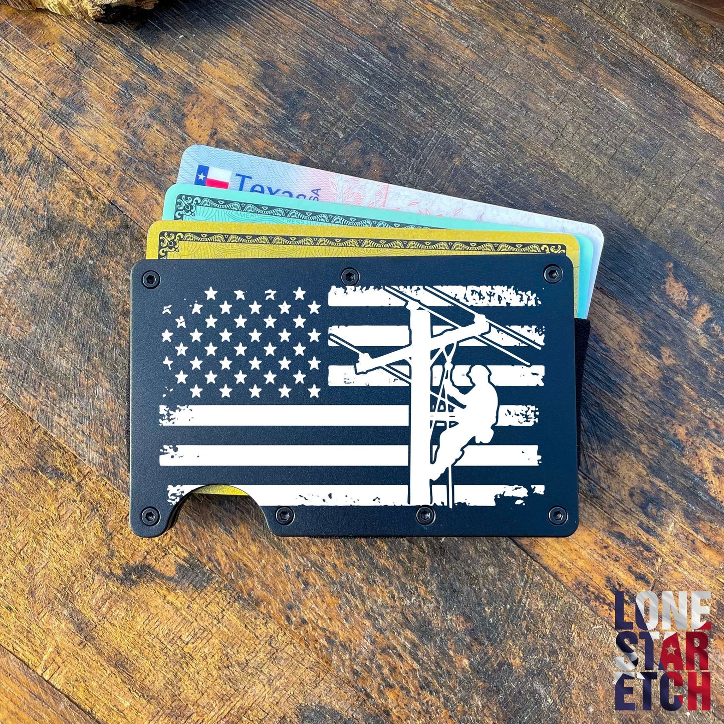 American Lineman Slim Metal Minimalist RFID Blocking Wallet / Father's Day Gift / Valentine's Day Gift