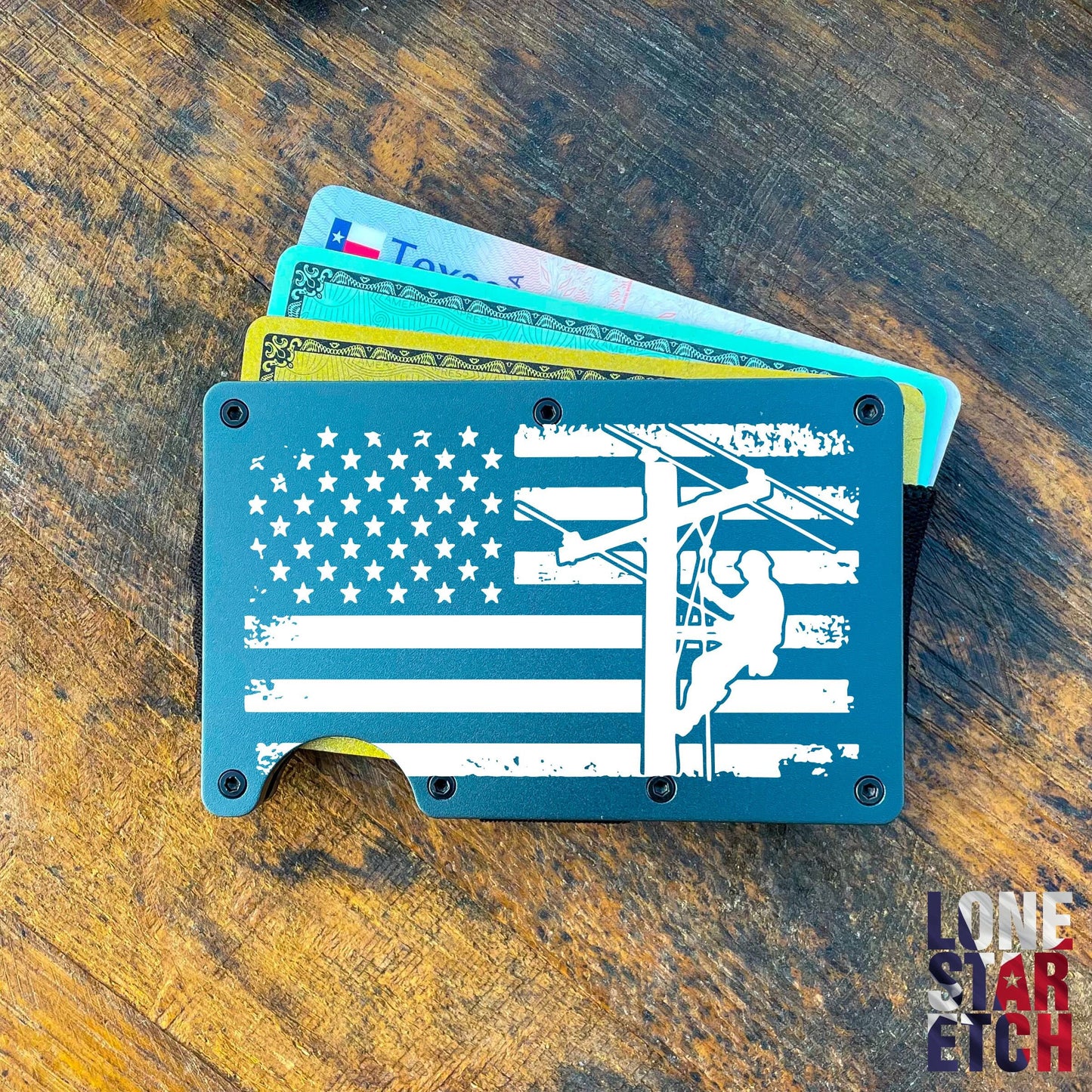 American Lineman Slim Metal Minimalist RFID Blocking Wallet / Father's Day Gift / Valentine's Day Gift