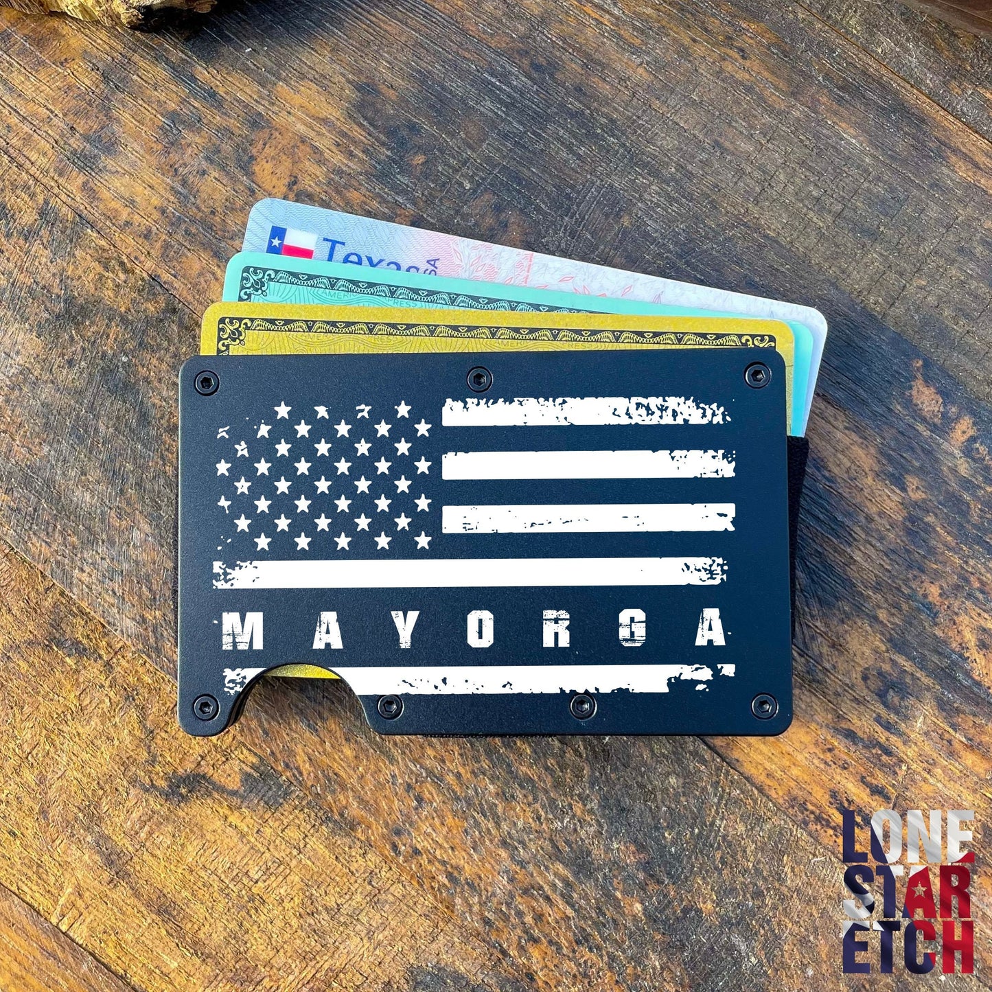 American Flag Slim Metal Minimalist RFID Blocking Wallet / Father's Day Gift / Valentine's Day Gift