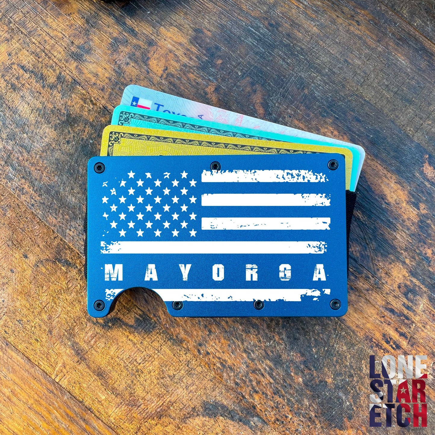 American Flag Slim Metal Minimalist RFID Blocking Wallet / Father's Day Gift / Valentine's Day Gift