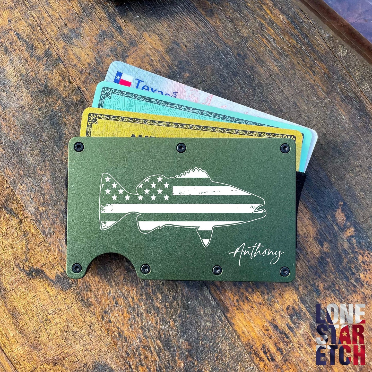 American Fishing Slim Metal Minimalist RFID Blocking Wallet / Father's Day Gift / Valentine's Day Gift