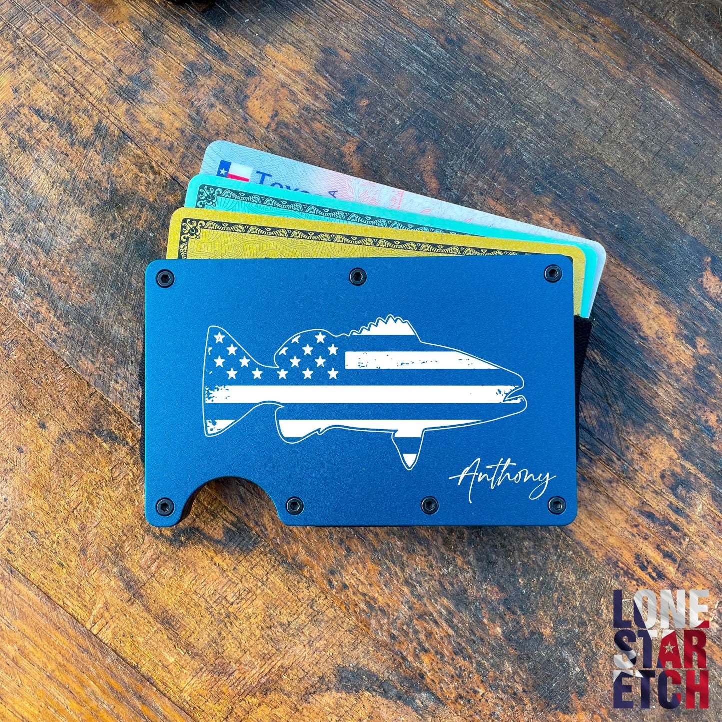 American Fishing Slim Metal Minimalist RFID Blocking Wallet / Father's Day Gift / Valentine's Day Gift