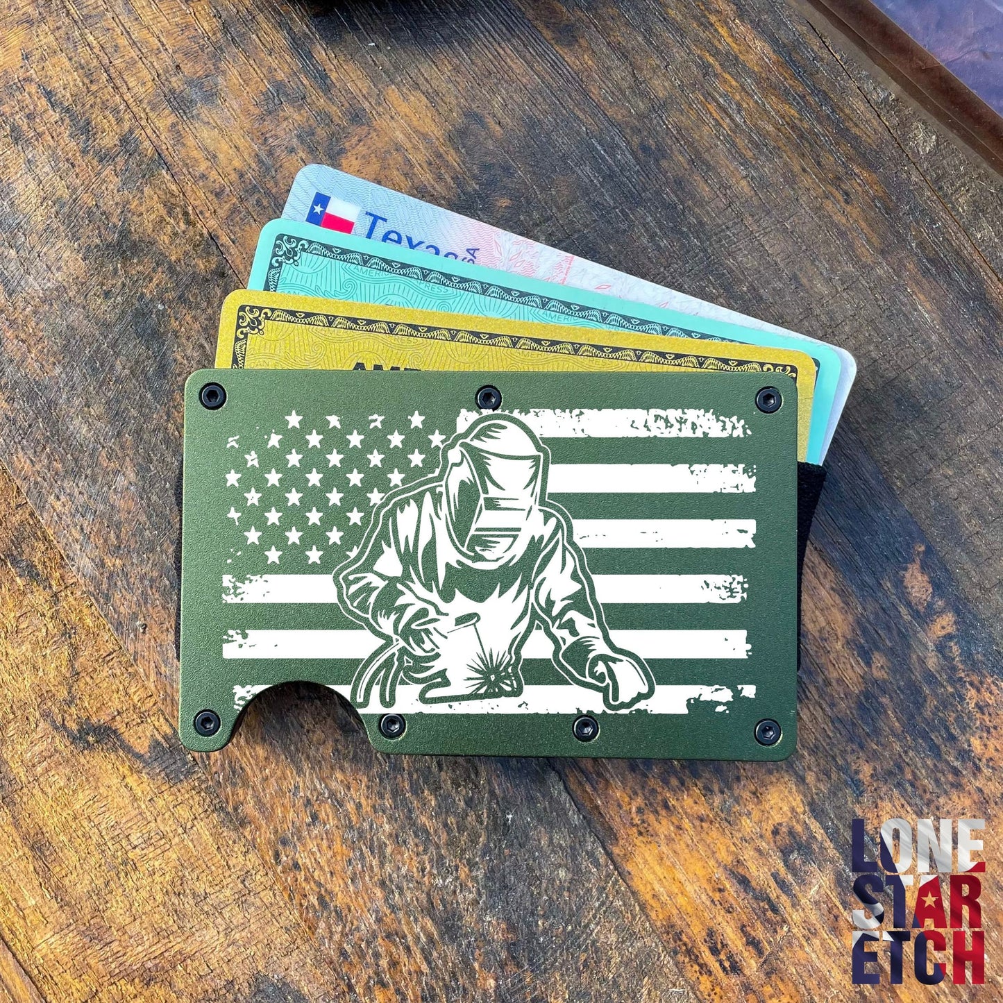 American Welder Slim Metal Minimalist RFID Blocking Wallet / Father's Day Gift / Valentine's Day Gift