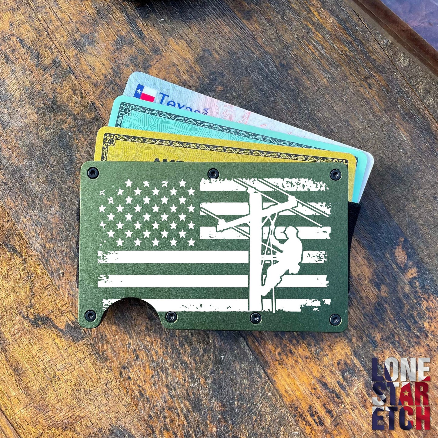 American Lineman Slim Metal Minimalist RFID Blocking Wallet / Father's Day Gift / Valentine's Day Gift