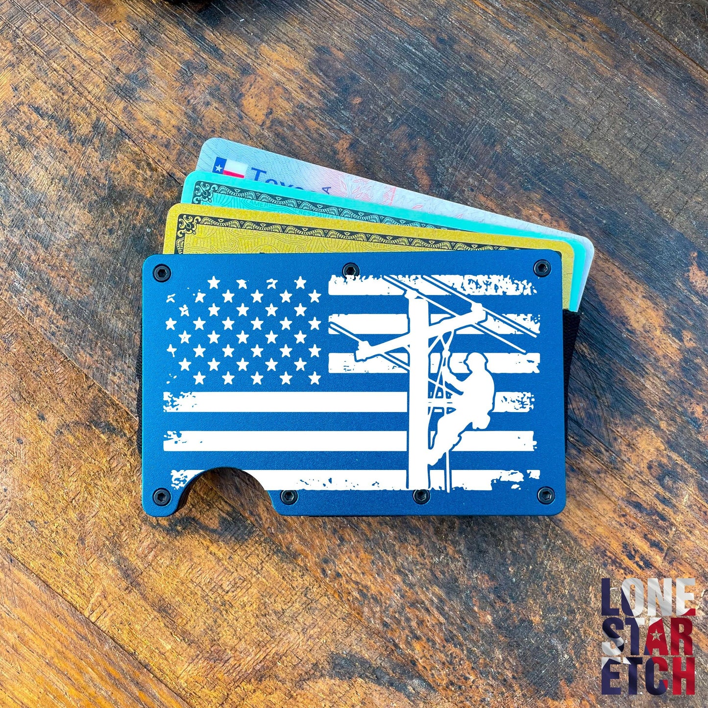 American Lineman Slim Metal Minimalist RFID Blocking Wallet / Father's Day Gift / Valentine's Day Gift