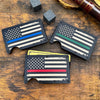 Thin Blue, Red, Green Line / Slim Metal Wallet / Etched Flag / RFID Blocking / Groomsmen Wallet / Etched Money Clip / Father's Day Gift