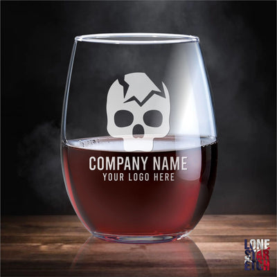 Corporate Logo Stemless Wine Glass / Your Logo Engraved / Any Custom Logo or Graphic / Company Name Wine Glasses / Father's Day Gift
