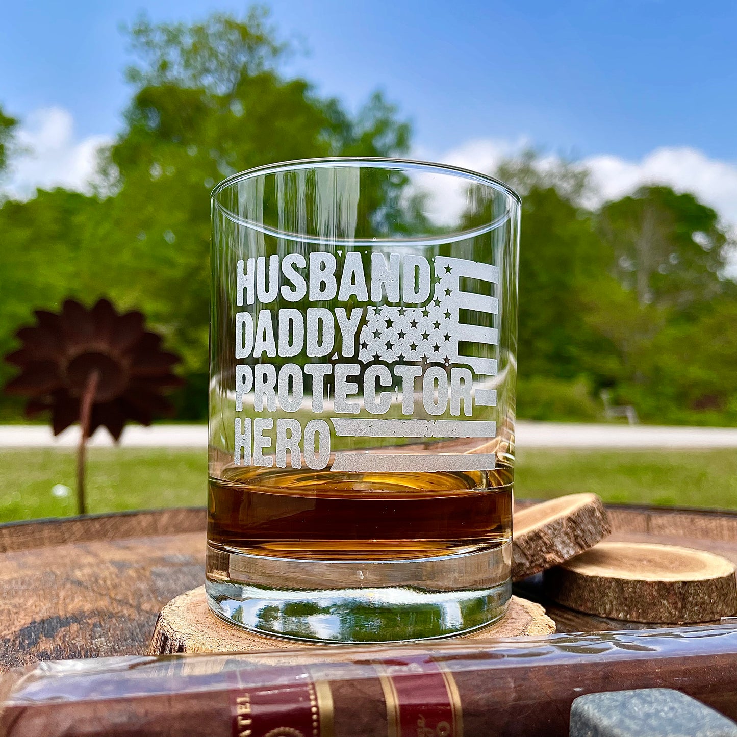 Husband Daddy Protector Hero Whiskey Glass Mother's Day Gift / Father's Day Gift / Valentine's Day Gift