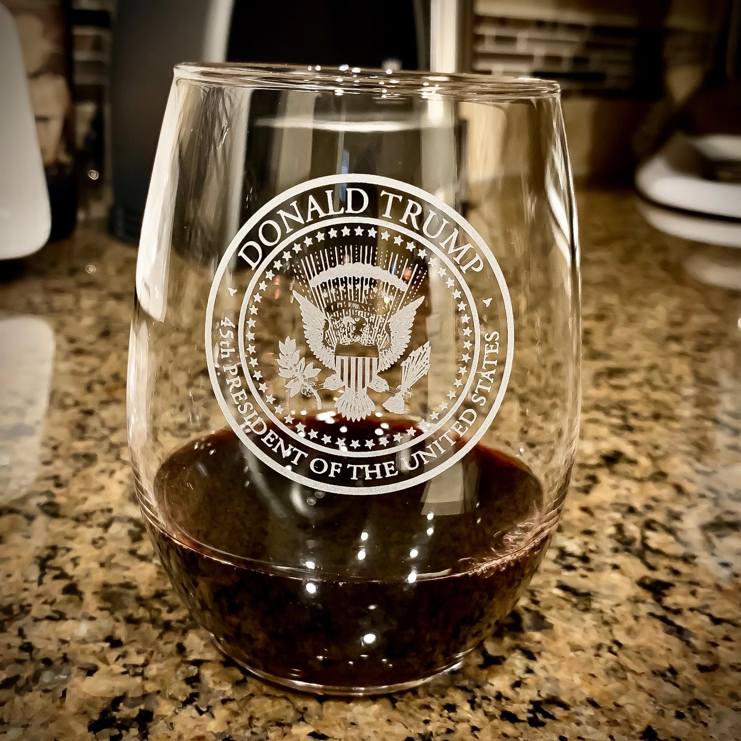 Trump Seal Stemless Wine Glass / Father's Day Gift / Valentine's Day Gift