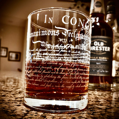 The Declaration of Independence Engraved Whiskey Glass 360    / Father's Day Gift