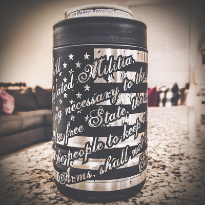 Second Amendment  Lady Liberty  Can Koozie  360 Laser Etched    / Father's Day Gift