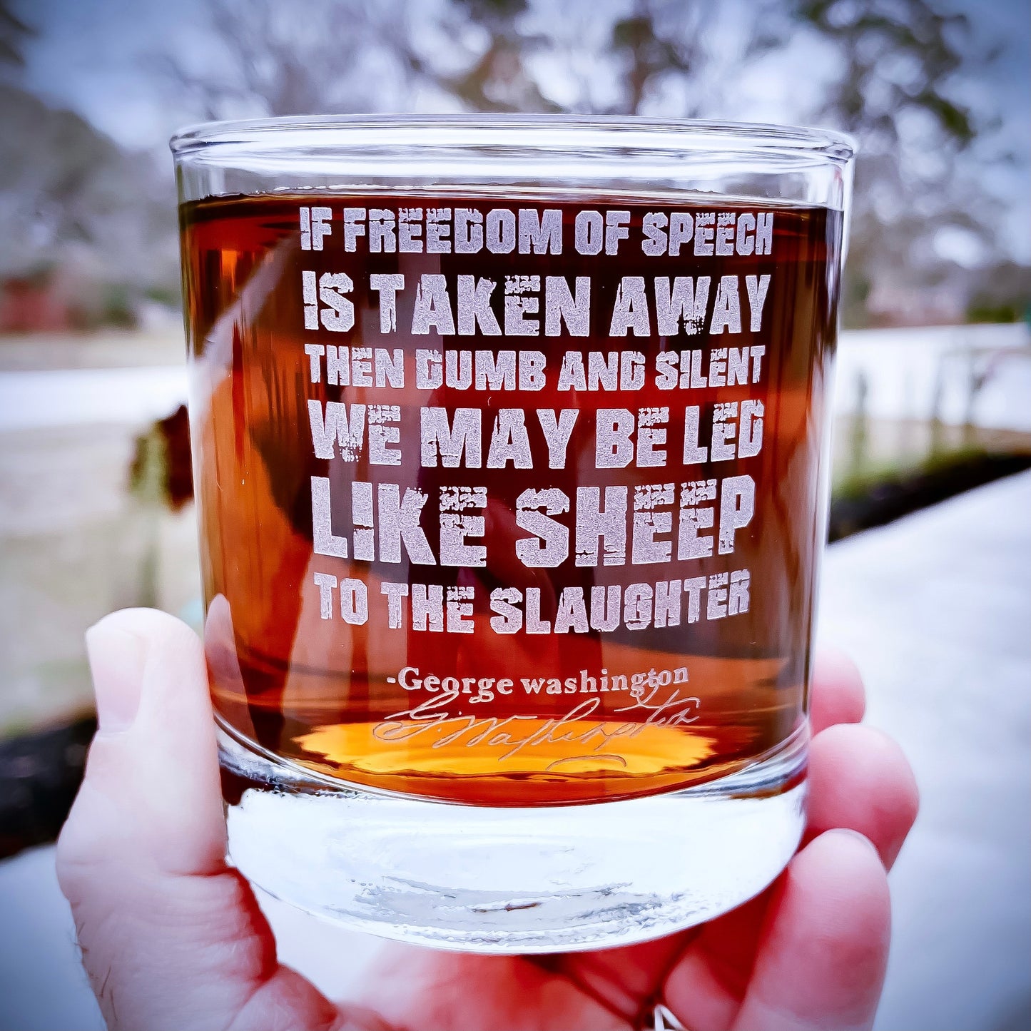 Freedom of Speech George Washington Whiskey Glass / Father's Day Gift / Valentine's Day Gift