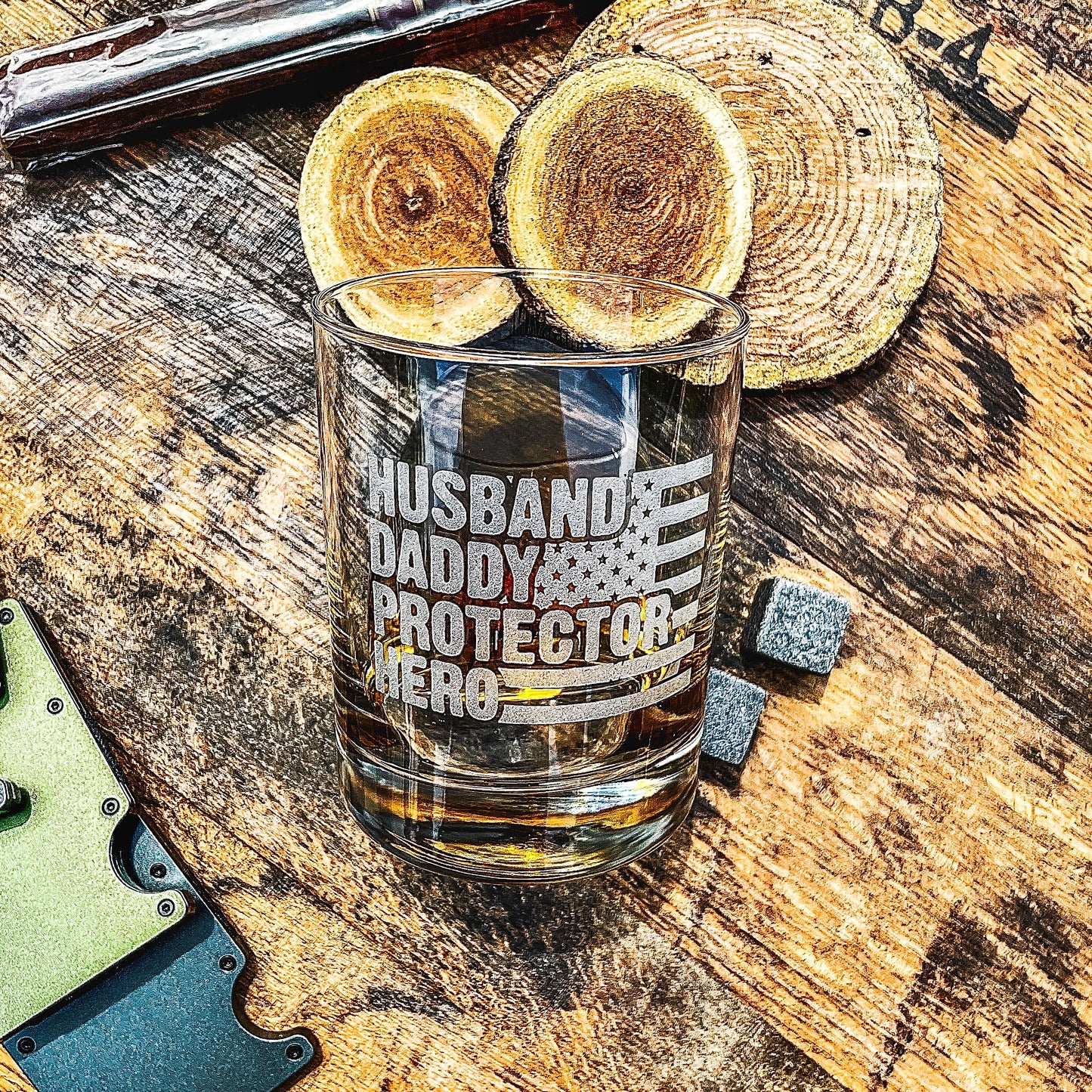 Husband Daddy Protector Hero Whiskey Glass Mother's Day Gift / Father's Day Gift / Valentine's Day Gift