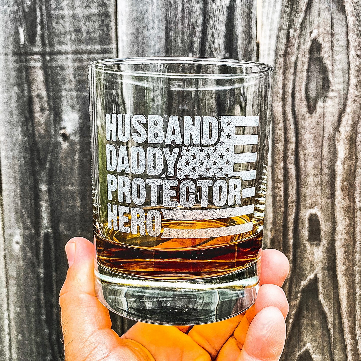 Husband Daddy Protector Hero Whiskey Glass Mother's Day Gift / Father's Day Gift / Valentine's Day Gift