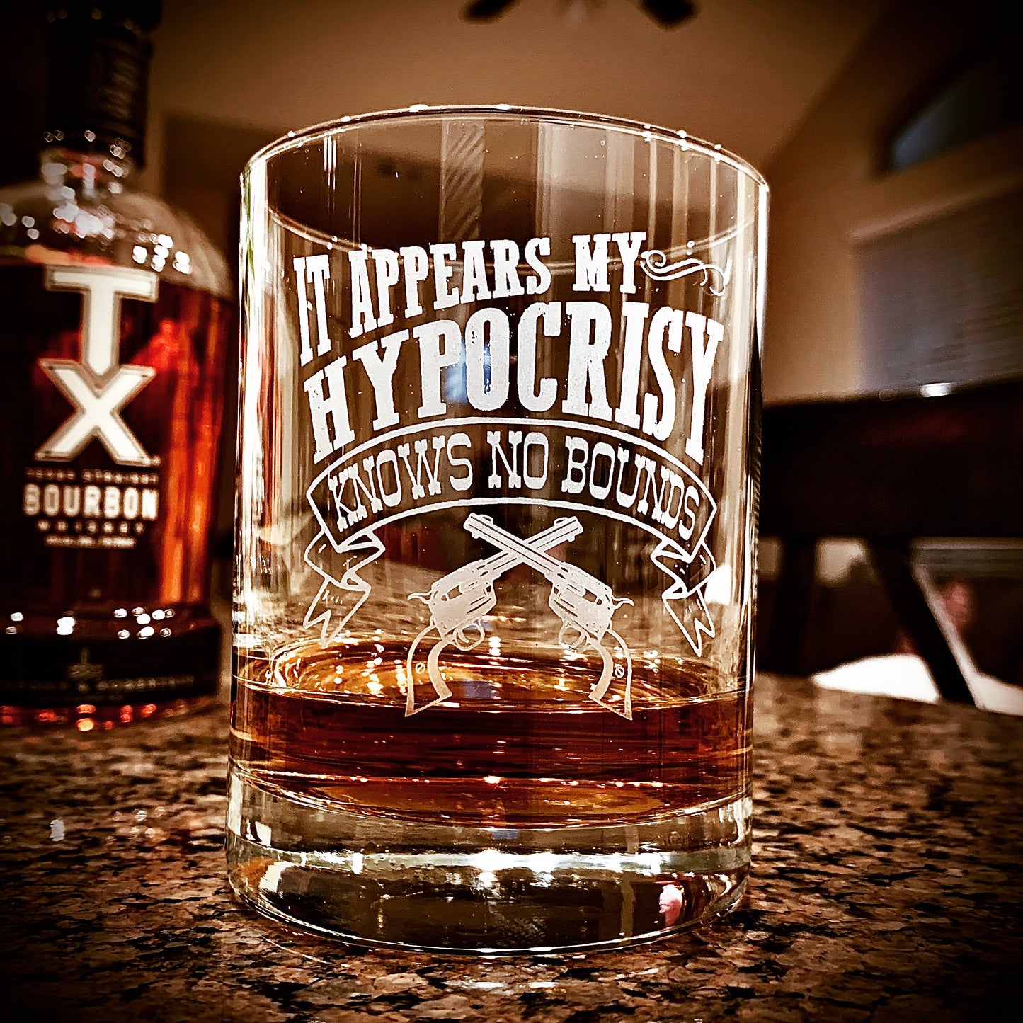 Doc Holliday My Hypocrisy Knows No Bounds Whiskey Glass / Father's Day Gift / Valentine's Day Gift