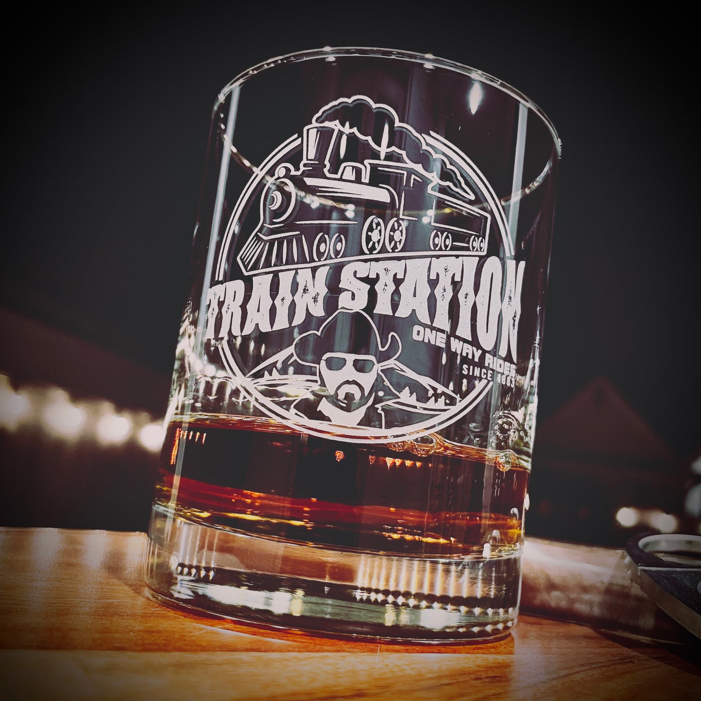 Train Station Rip Whiskey Glass / Father's Day Gift / Valentine's Day Gift