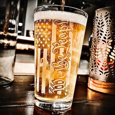 We The People American Flag Pint Glass    / Father's Day Gift