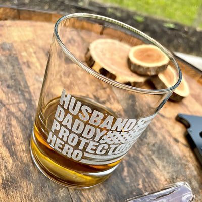Husband Daddy Protector Hero Whiskey Glass  Mother's Day Gift   / Father's Day Gift