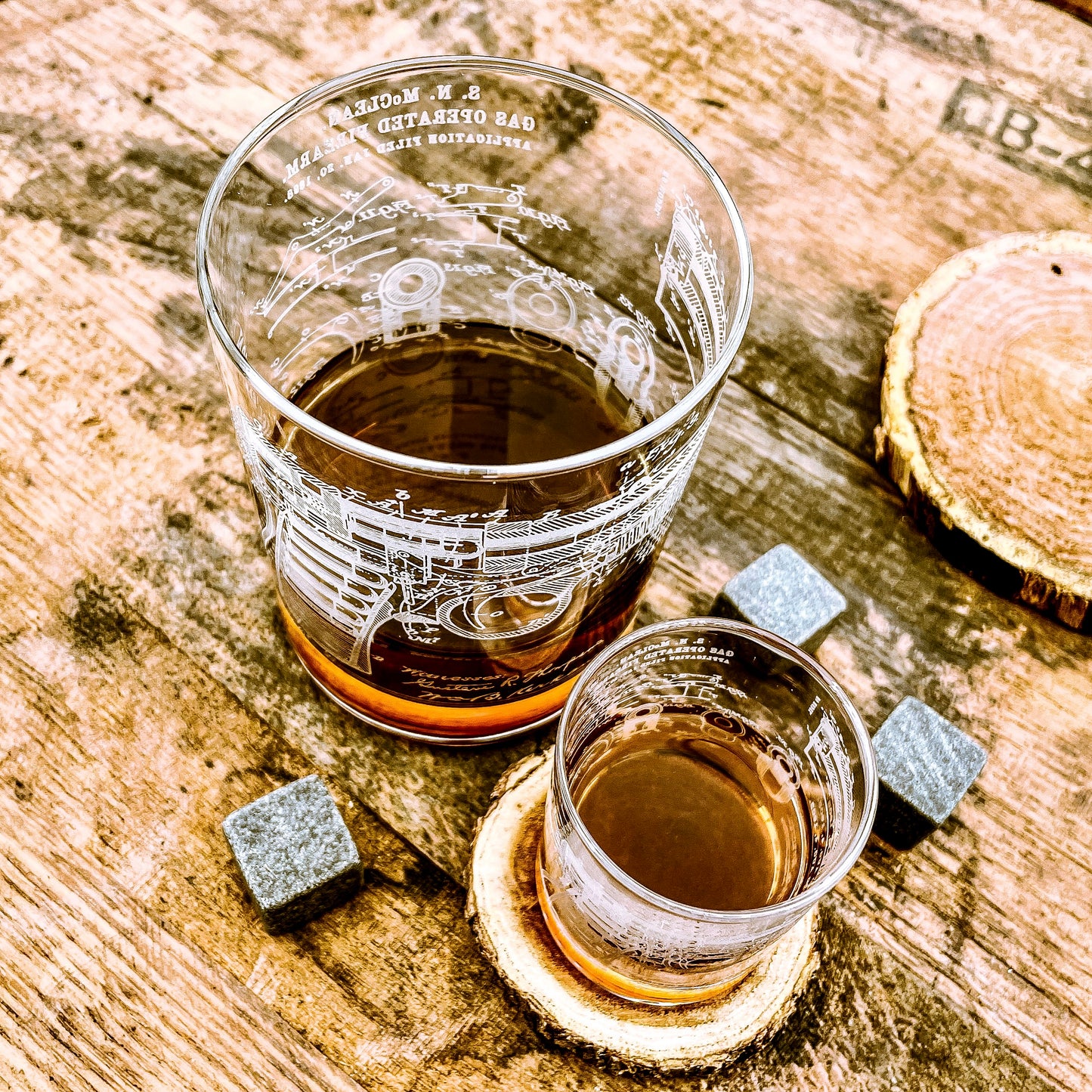 Vintage Pistol Patent 360 Shot Glass / Father's Day Gift / Valentine's Day Gift