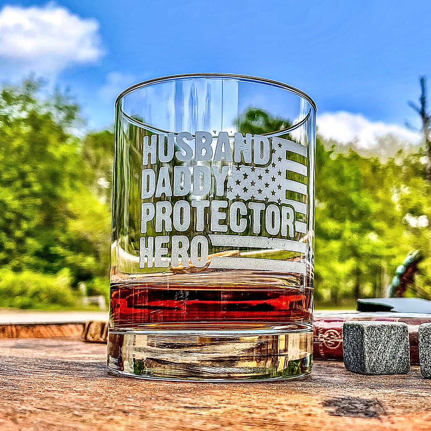 Husband Daddy Protector Hero Whiskey Glass Mother's Day Gift / Father's Day Gift / Valentine's Day Gift
