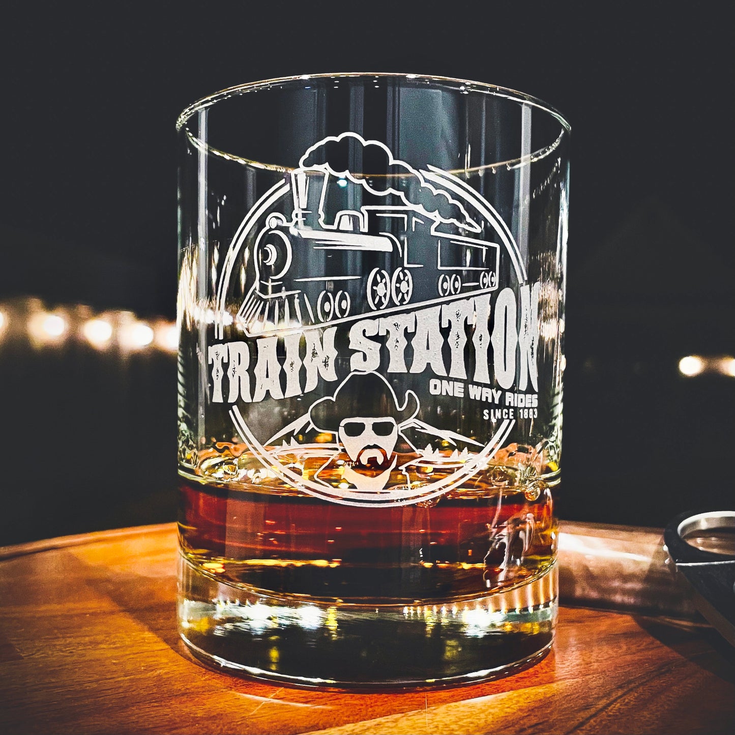 Train Station Rip Whiskey Glass / Father's Day Gift / Valentine's Day Gift