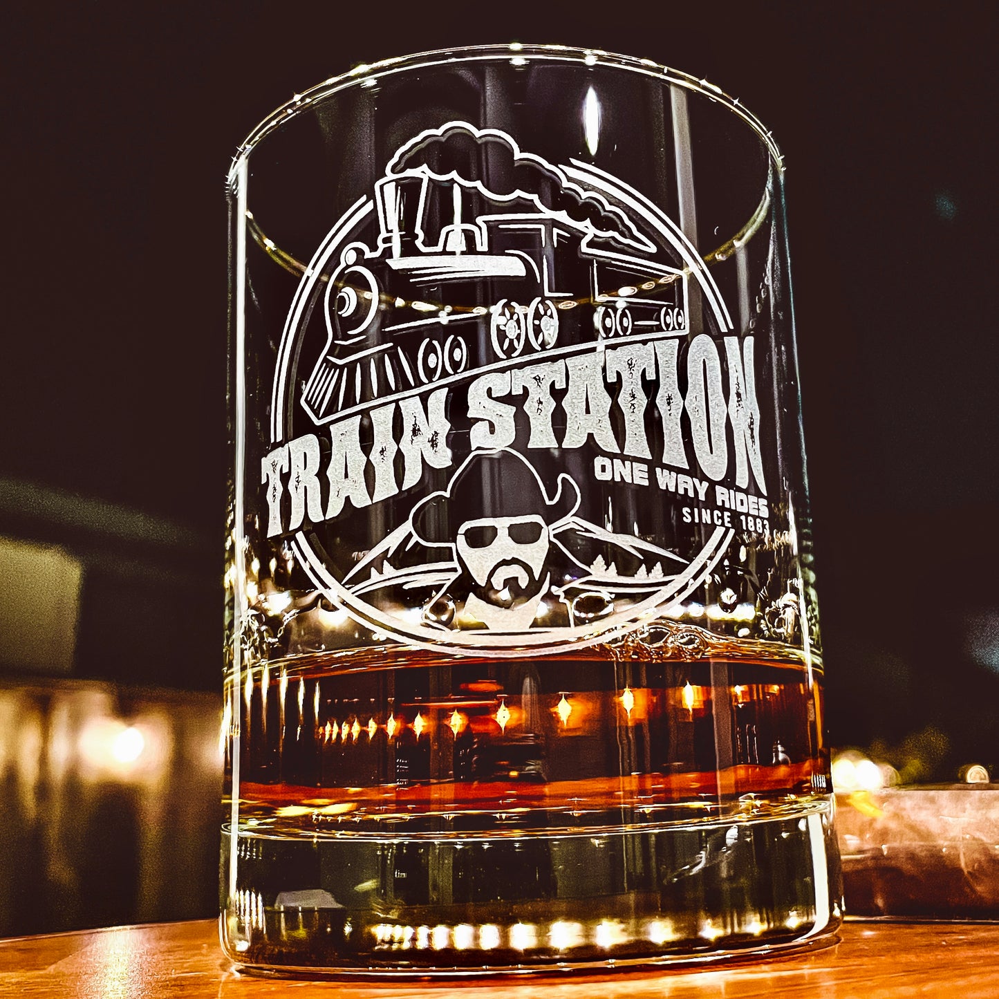 Train Station Rip Whiskey Glass / Father's Day Gift / Valentine's Day Gift