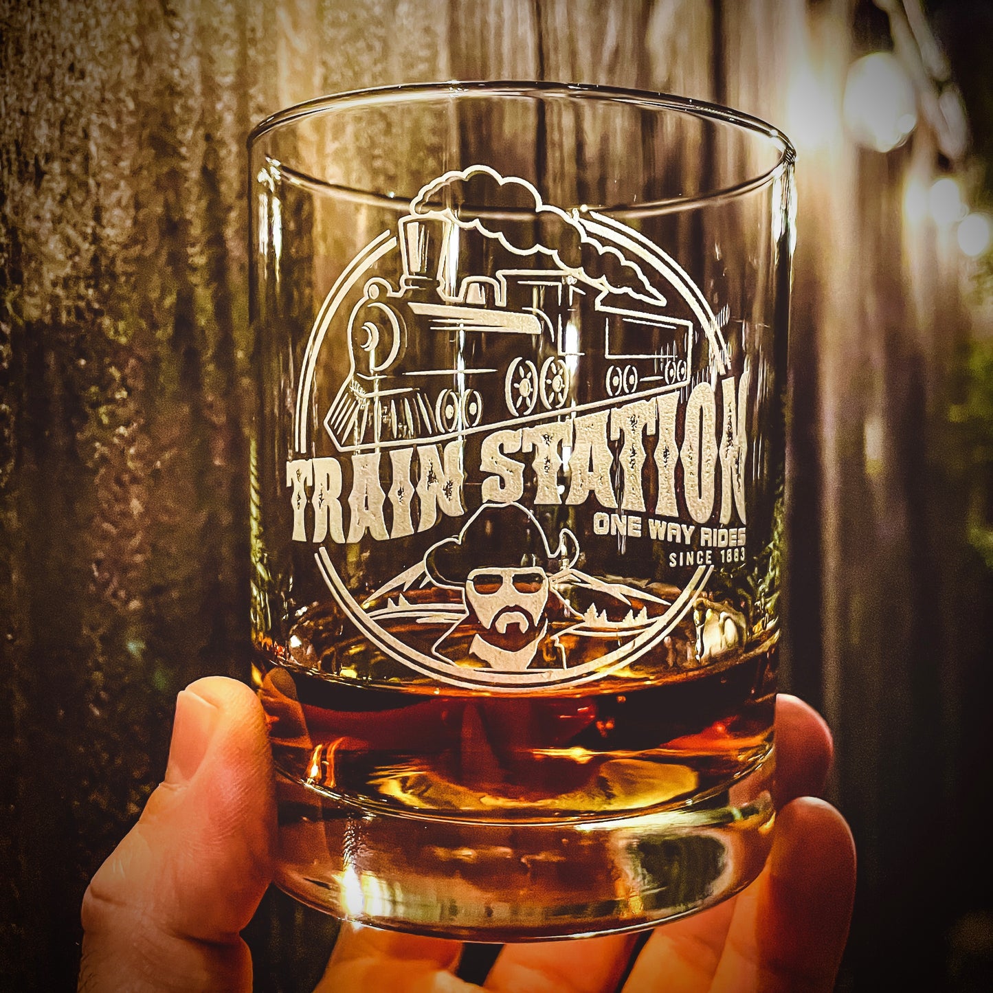 Train Station Rip Whiskey Glass / Father's Day Gift / Valentine's Day Gift