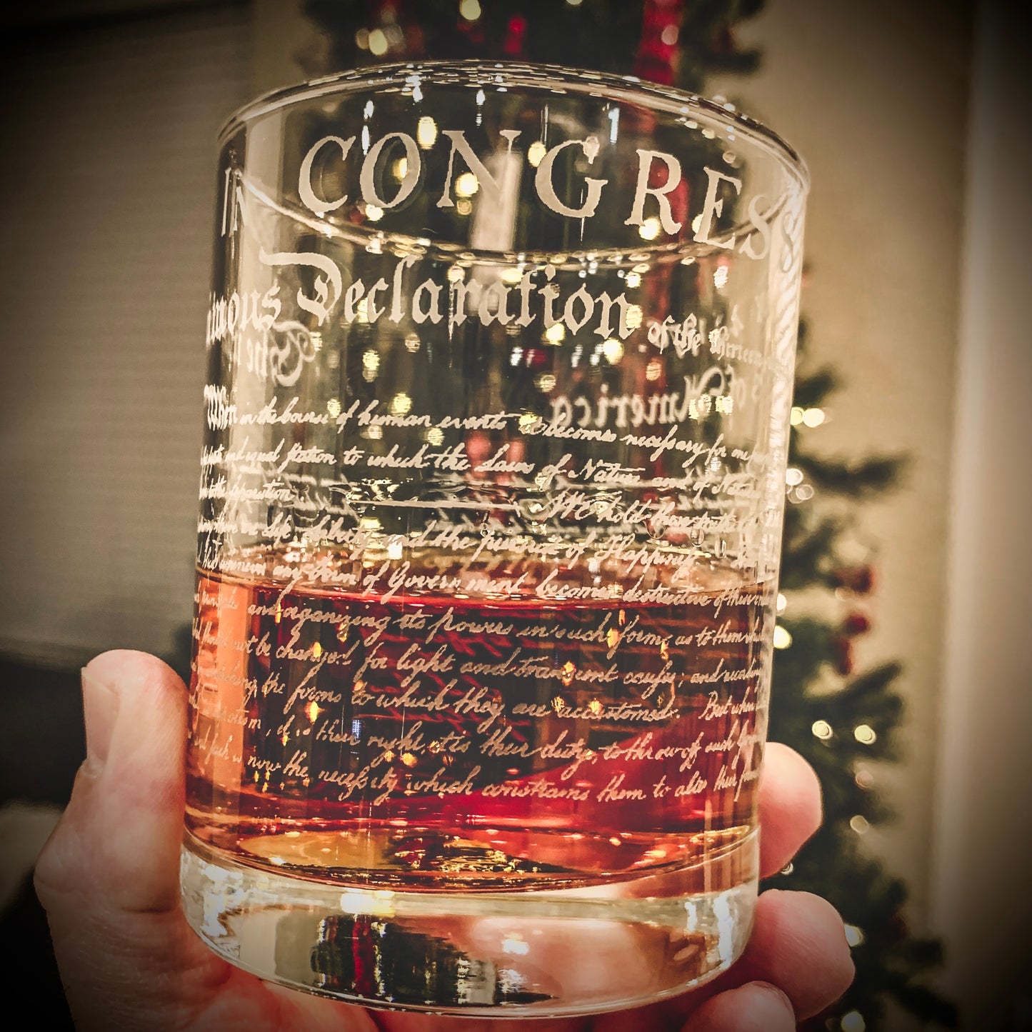 The Declaration of Independence Engraved Whiskey Glass 360    / Father's Day Gift / Valentine's Day Gift