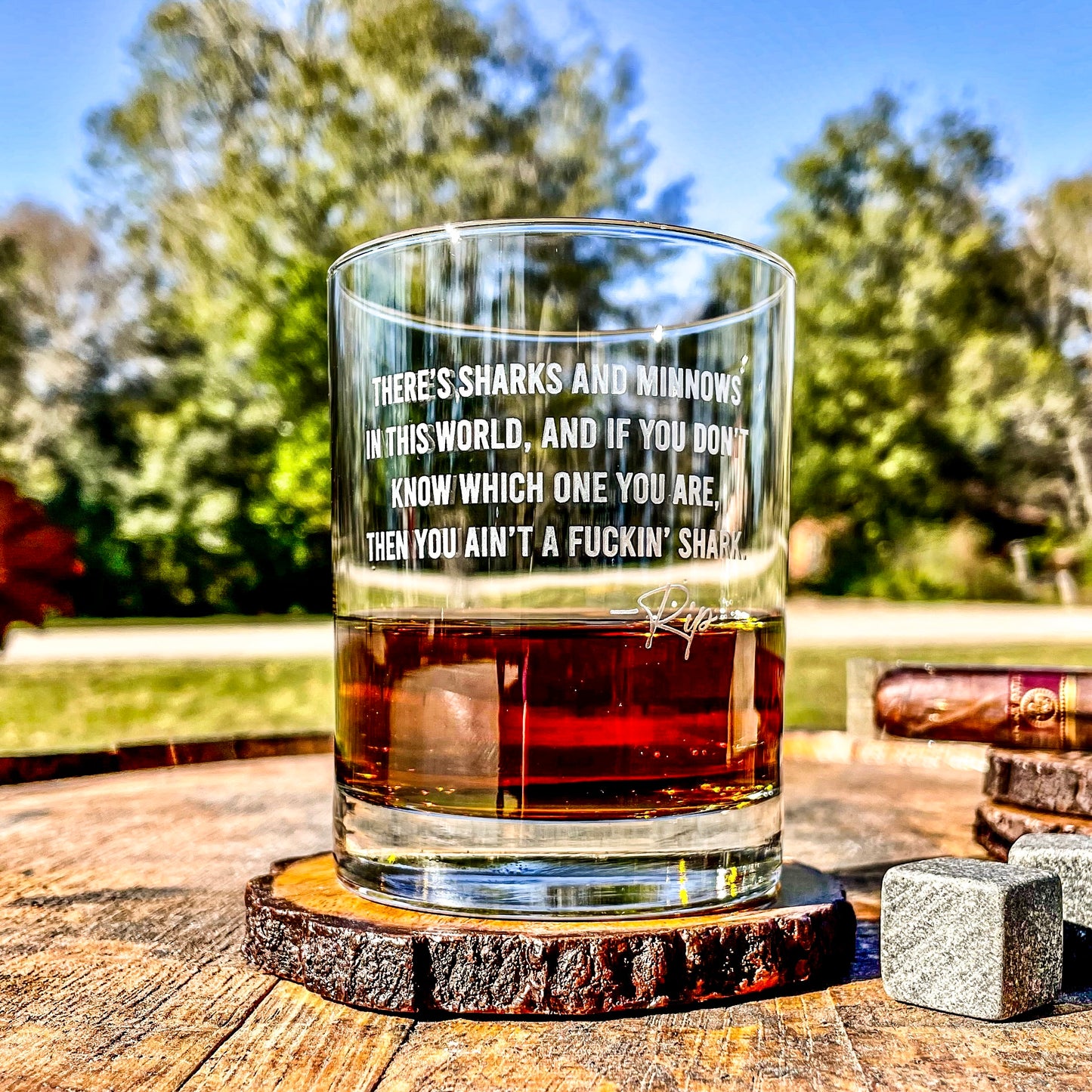 Rip Wheeler Quote Whiskey Glass Sharks and Minnows / Father's Day Gift / Valentine's Day Gift