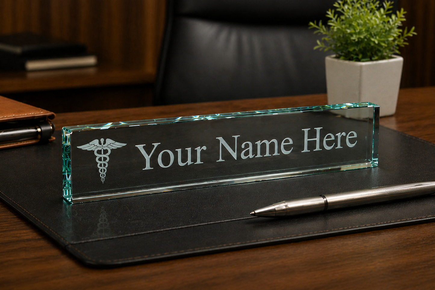 Scales of Justice / Jade Glass Desk Name Plate / Engraved & Personalized / Perfect for Attorney / Lawyer / Paralegal / Father's Day Gift / Valentine's Day Gift