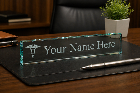 Scales of Justice / Jade Glass Desk Name Plate / Engraved & Personalized / Perfect for Attorney / Lawyer / Paralegal / Father's Day Gift / Valentine's Day Gift