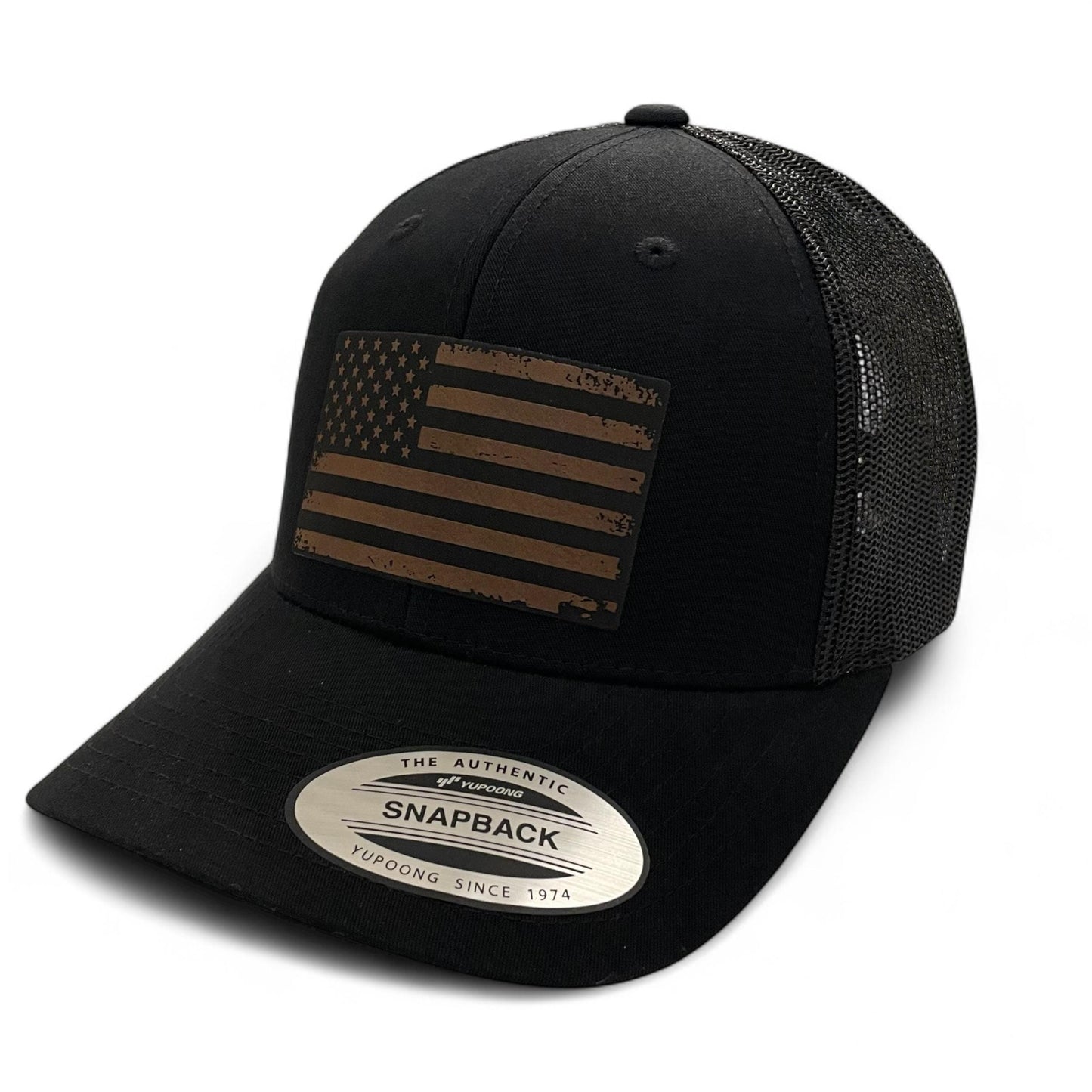 American Flag Patch Tactical Style Trucker Hat / Patriotic Trucker Cap / Brown Patch / Patch Trucker Hat / Father's Day Gift