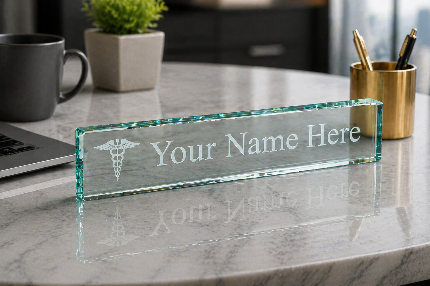 Scales of Justice / Jade Glass Desk Name Plate / Engraved & Personalized / Perfect for Attorney / Lawyer / Paralegal / Father's Day Gift / Valentine's Day Gift