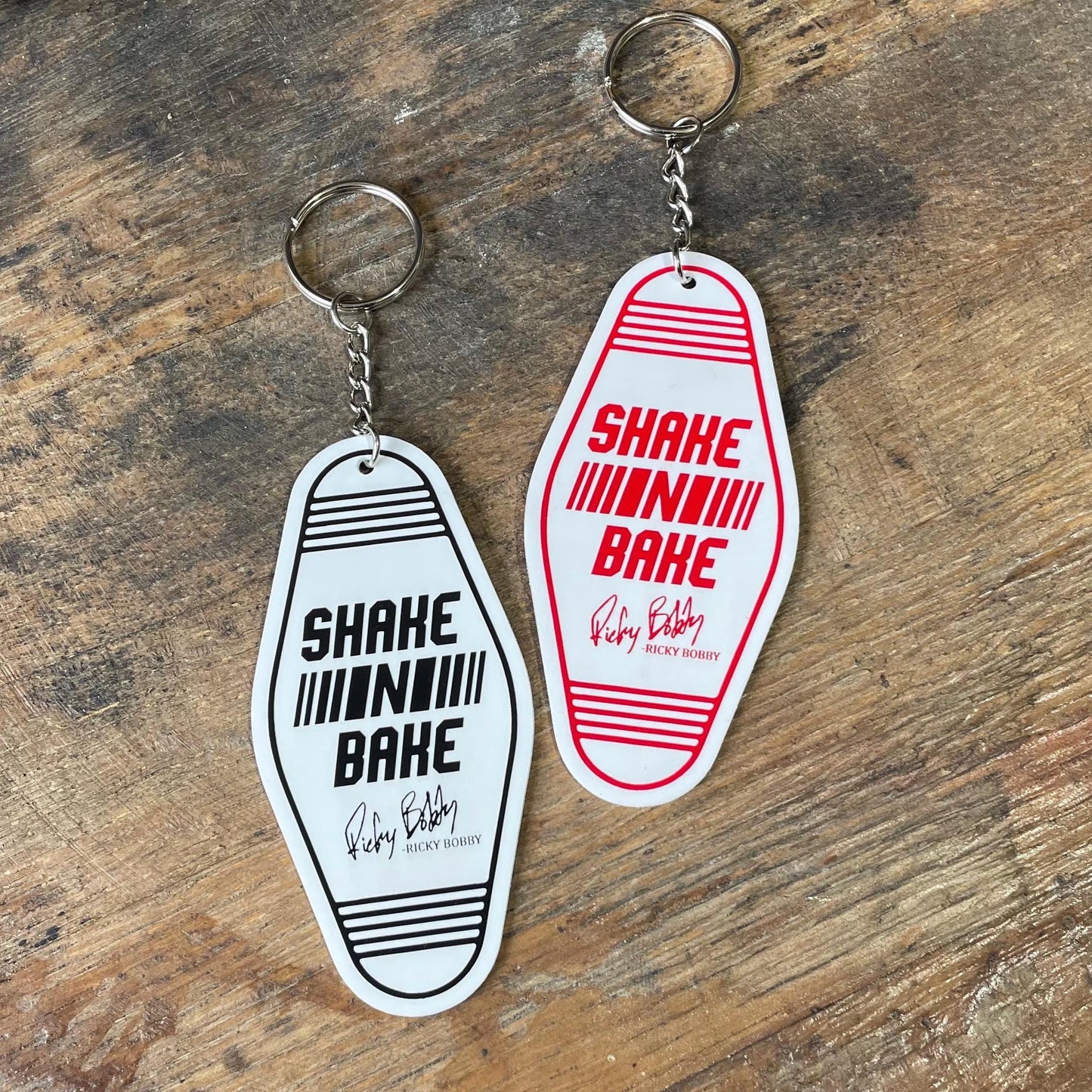 Retro Motel Keychains, Funny Ricky Bobby Keychain, Shake N Bake Keychain, Vintage Keychains, Gifts for Her, Gifts for Him, New Driver Gift