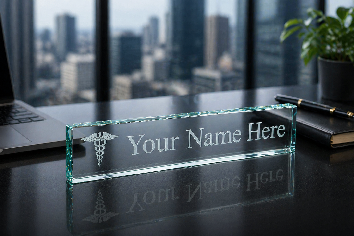 Scales of Justice / Jade Glass Desk Name Plate / Engraved & Personalized / Perfect for Attorney / Lawyer / Paralegal / Father's Day Gift / Valentine's Day Gift