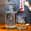 Trump Presidential Seal Whiskey Decanter Set – Engraved Trump 45 47 Flag Liquor Decanter & Glasses