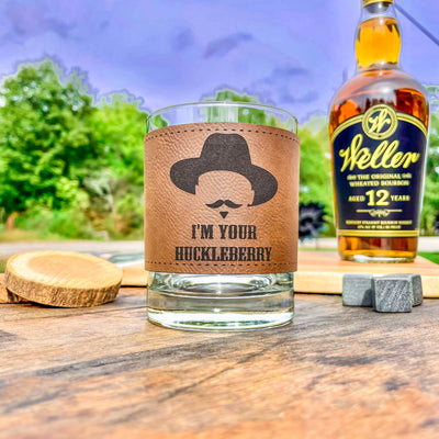 Doc Holliday I’m Your Huckleberry / Leatherette Whiskey Glass