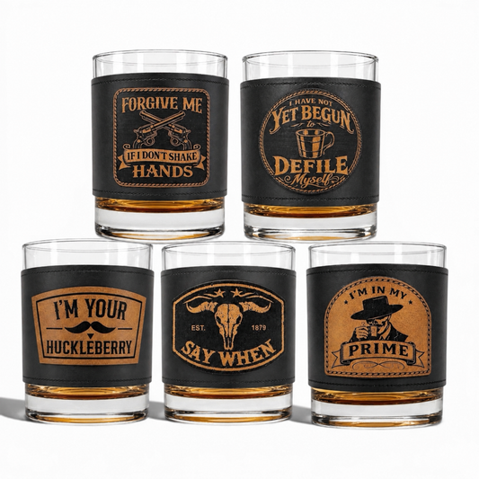 Doc Holliday Iconic Quotes Leatherette Whiskey Glasses I