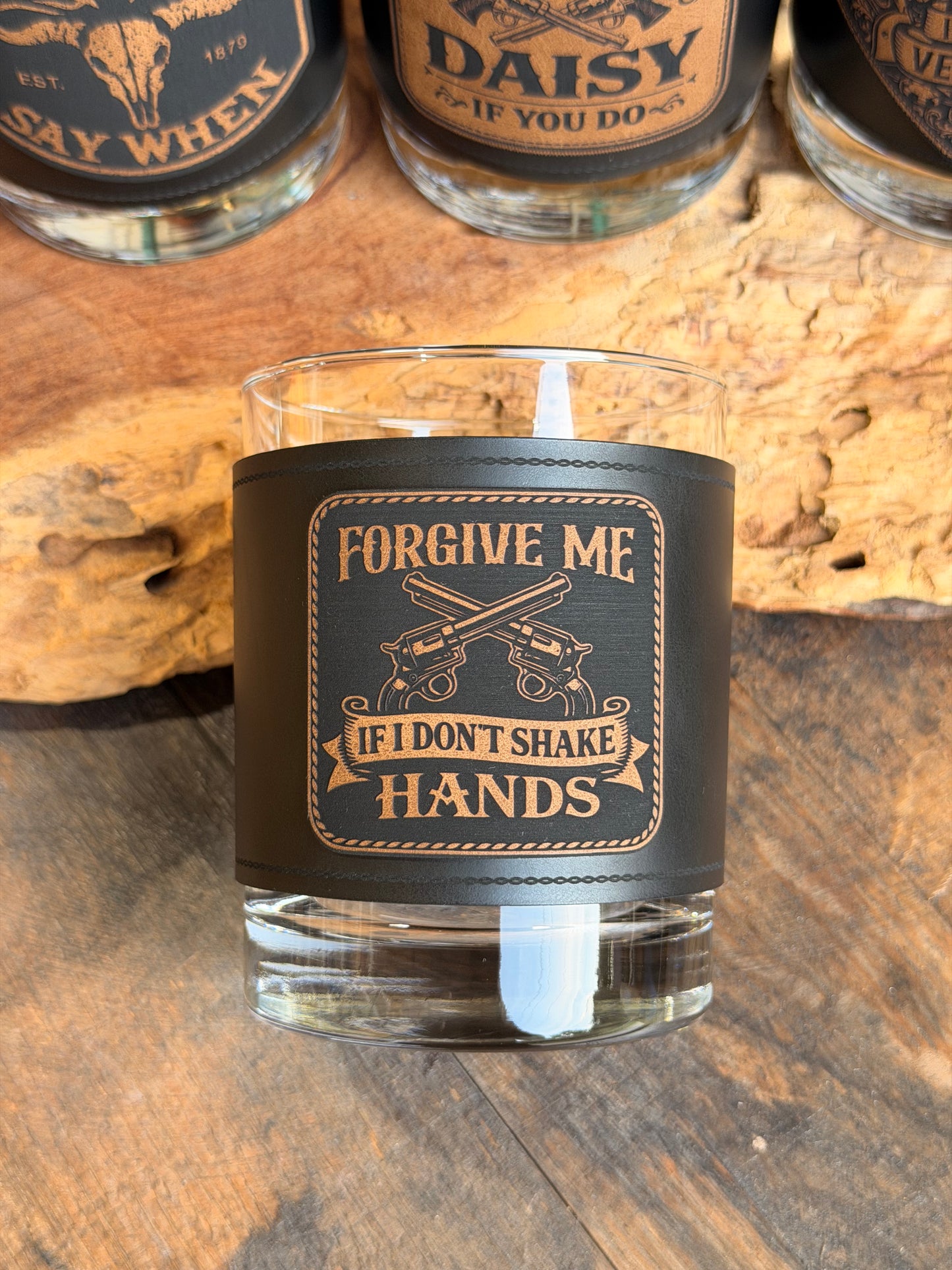 Doc Holliday Iconic Quotes Leatherette Whiskey Glasses I