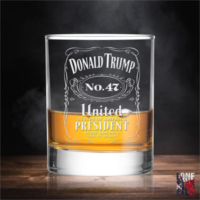 Trump No. 47 / Trump 2024 Engraved Whiskey Glass