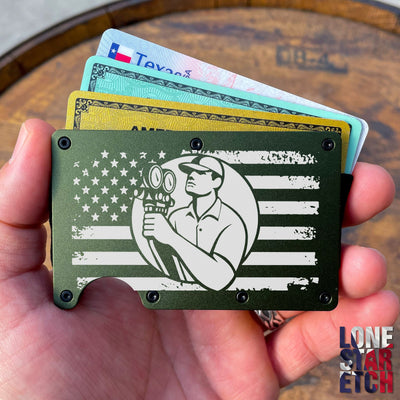 American HVAC Technician Slim Metal Minimalist Wallet  / Father's Day Gift / Valentine's Day Gift