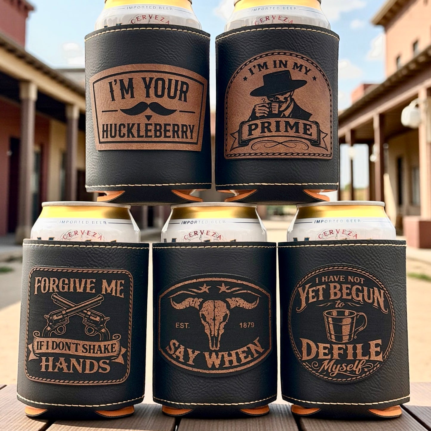 Doc Holliday Leatherette Can Cooler - Iconic Western Movie Quotes