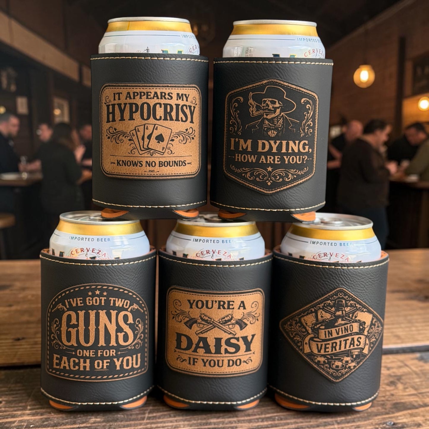 Doc Holliday Leatherette Can Cooler II - Iconic Western Movie Quotes