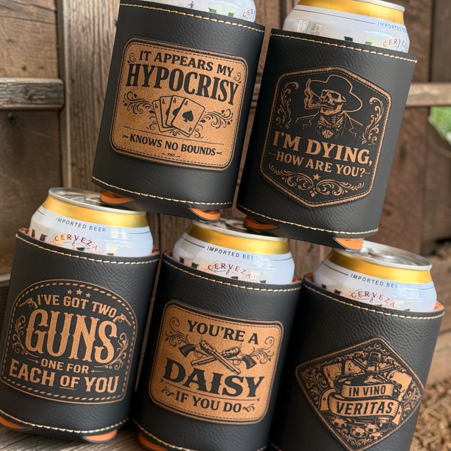 Doc Holliday Leatherette Can Cooler II - Iconic Western Movie Quotes