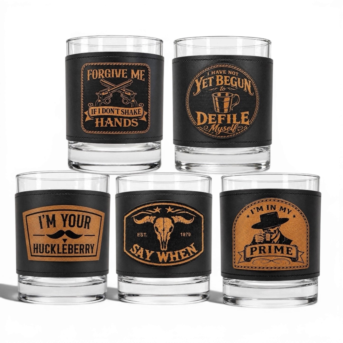 Doc Holliday Iconic Quotes Leatherette Whiskey Glasses I